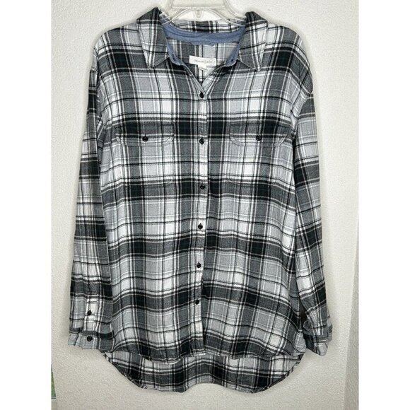 Treasure & Bond Tops - Treasure & Bond Shirt Womens Large Flannel Tunic Top Button Up Boyfriend Grunge